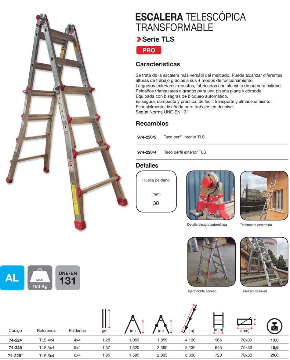 Escaleras telescópicas de aluminio para almacén en Barcelona, escaleras para piking, escaleras aluminio almacén